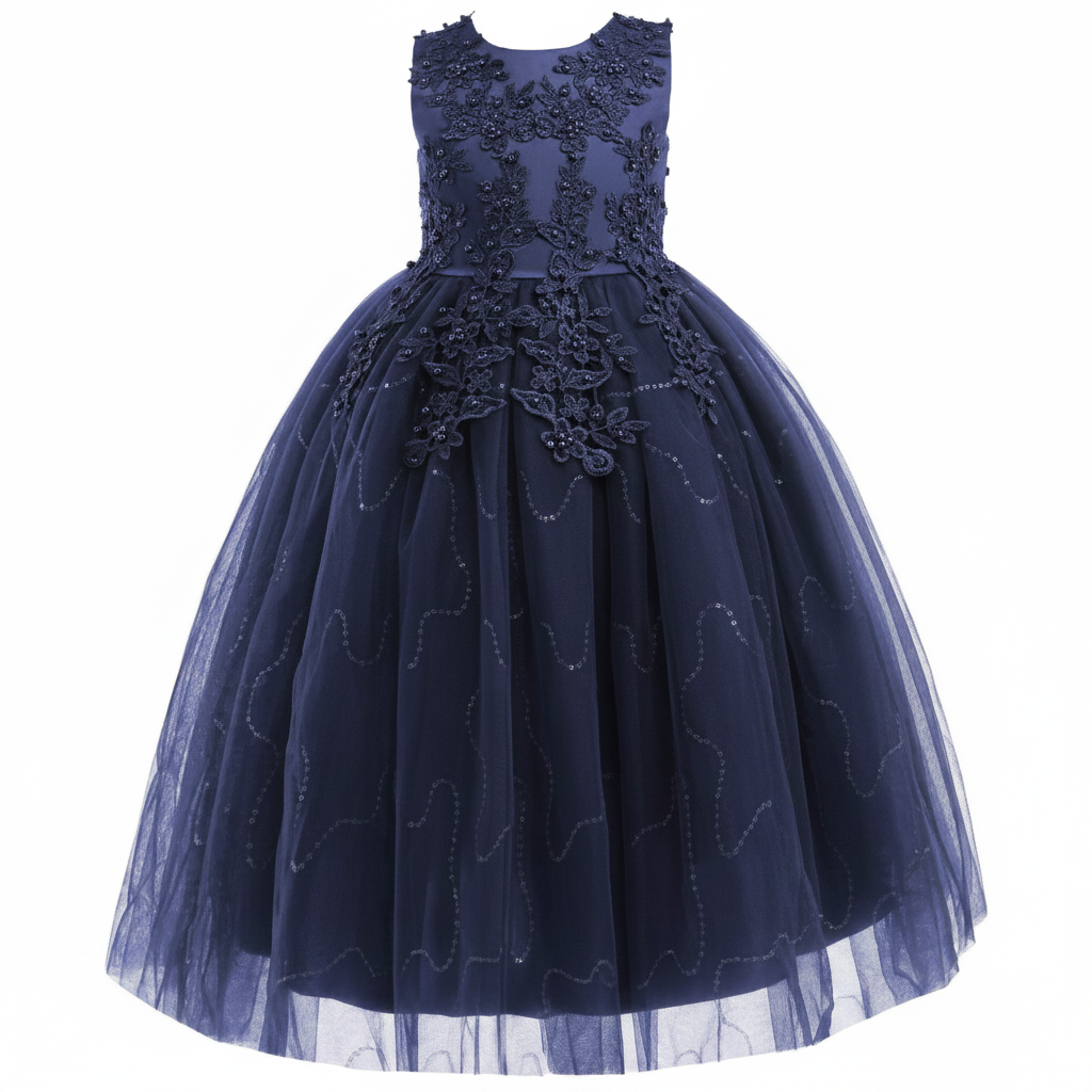 Vestido azul largo lentejuelas para evento de gala