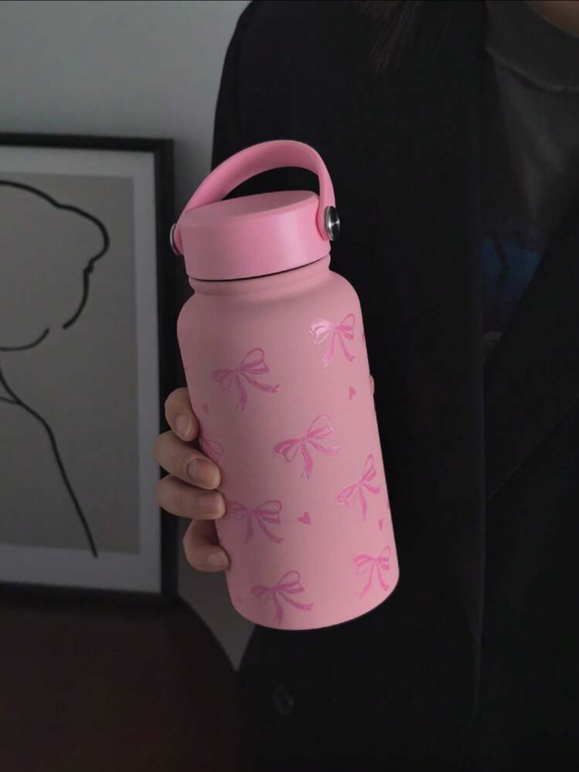 Termo Termico rosado chongos moños 650 ml