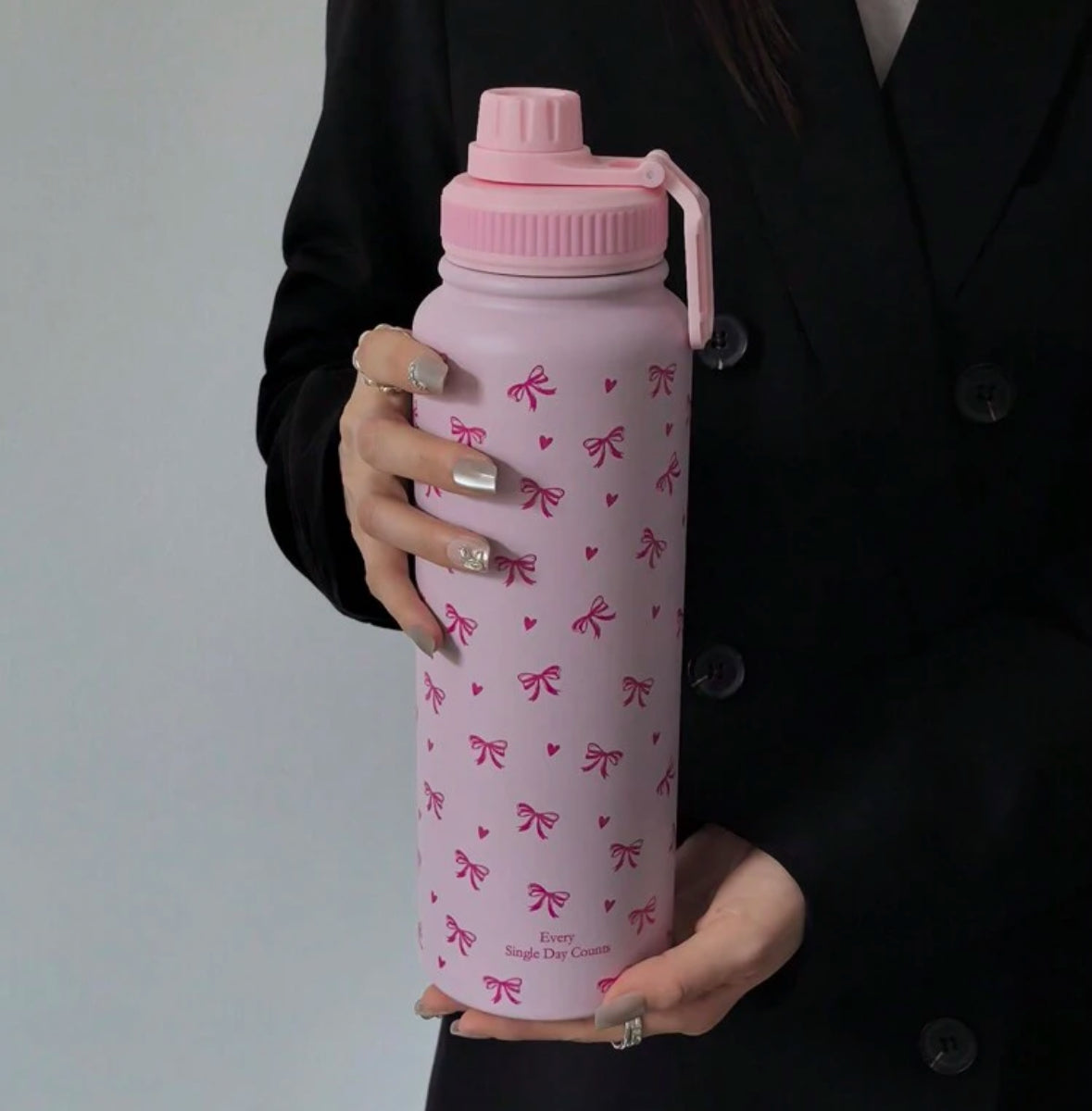 Termo Termico rosado chongos moños 1000ml