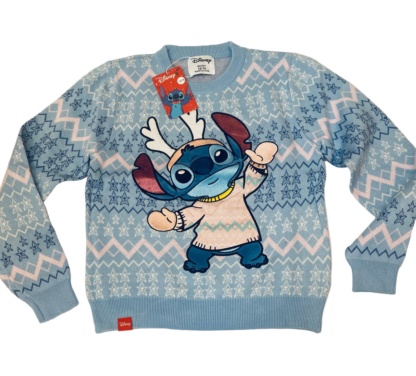 Sueter navidad navideño azul celeste dama mujer Stitch B1-STI-169C 690490