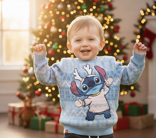 Sueter navideño bebe niño azul celeste Stitch D1-STI-123B 590490