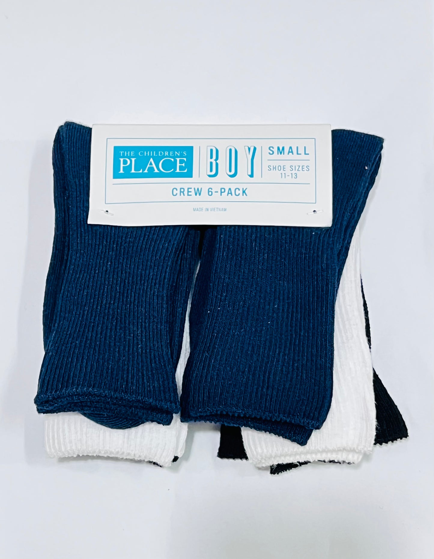 Set 6 calcetines azul blancos negros altos Childrens place niña niño unisex