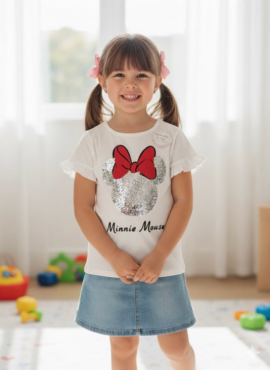 Camisa blanca lentejuelas niña Minnie Disney MM-2491