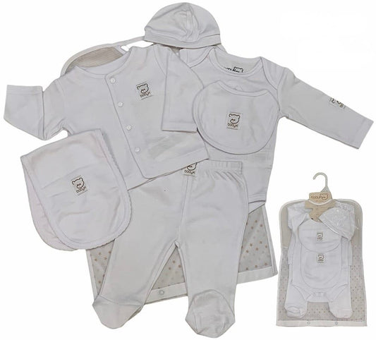 Set conjunto salida hospital 6 piezas bebe niño niña blanco