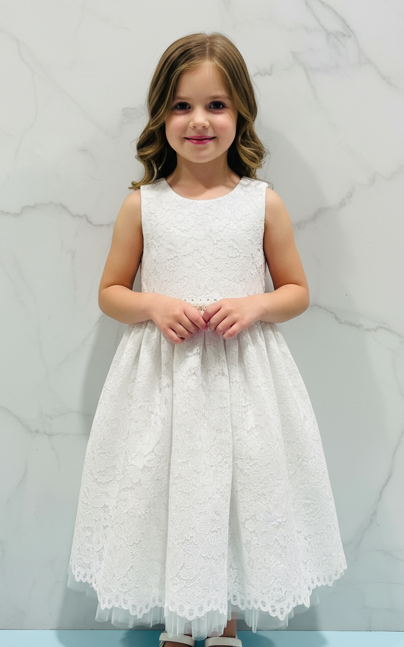 Vestido gala blanco bordado eventos