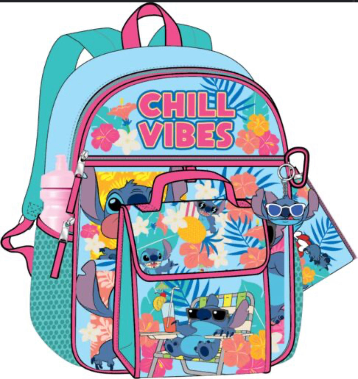 Mochila stitch lonchera termo llavero niña