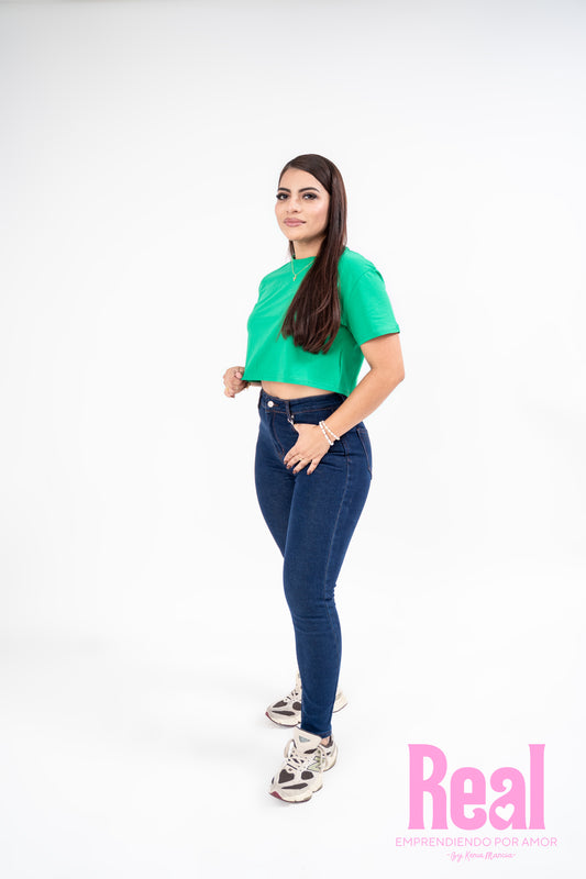 Jeans dama Pantalon azul tiro alto tallas 3 al 15 Intrigue IN2-1863 690590