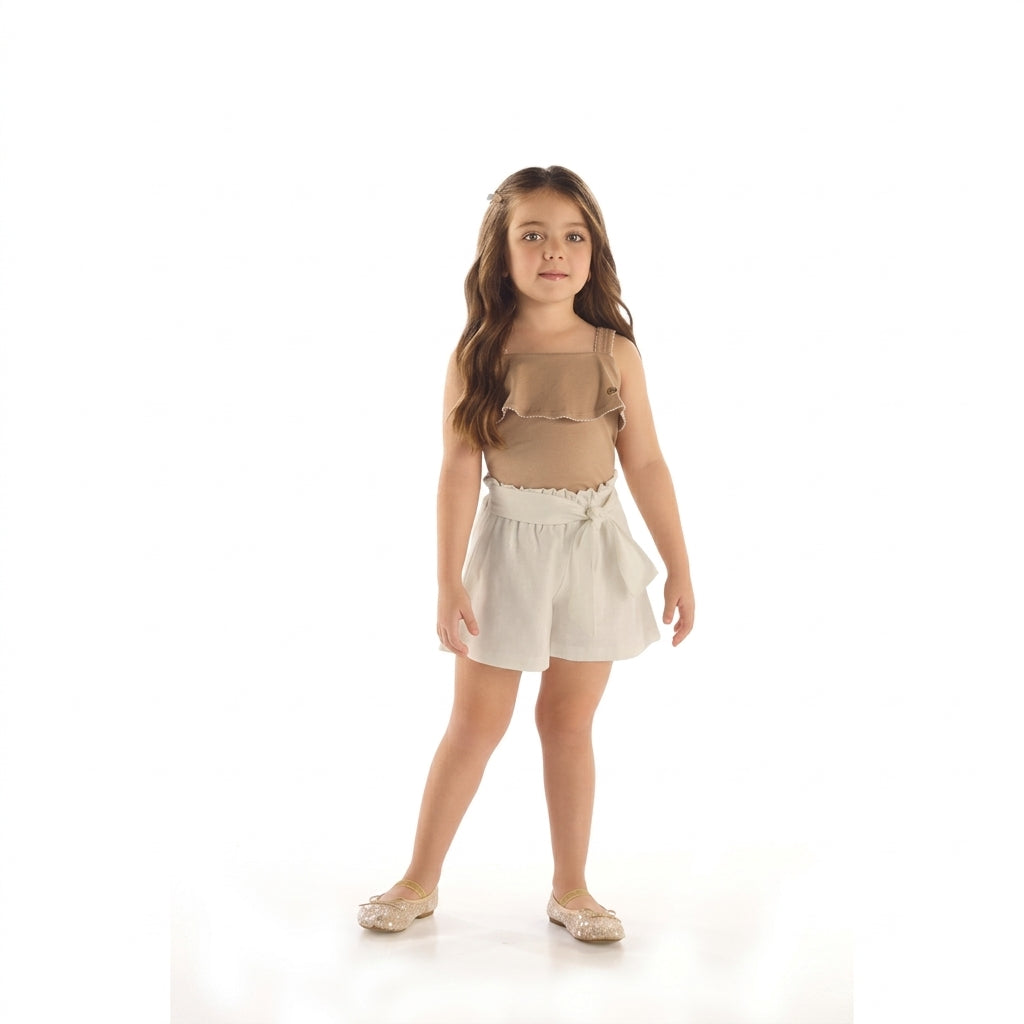 Set conjunto bebe niña camisa cafe short beige Up Baby 46328-151215