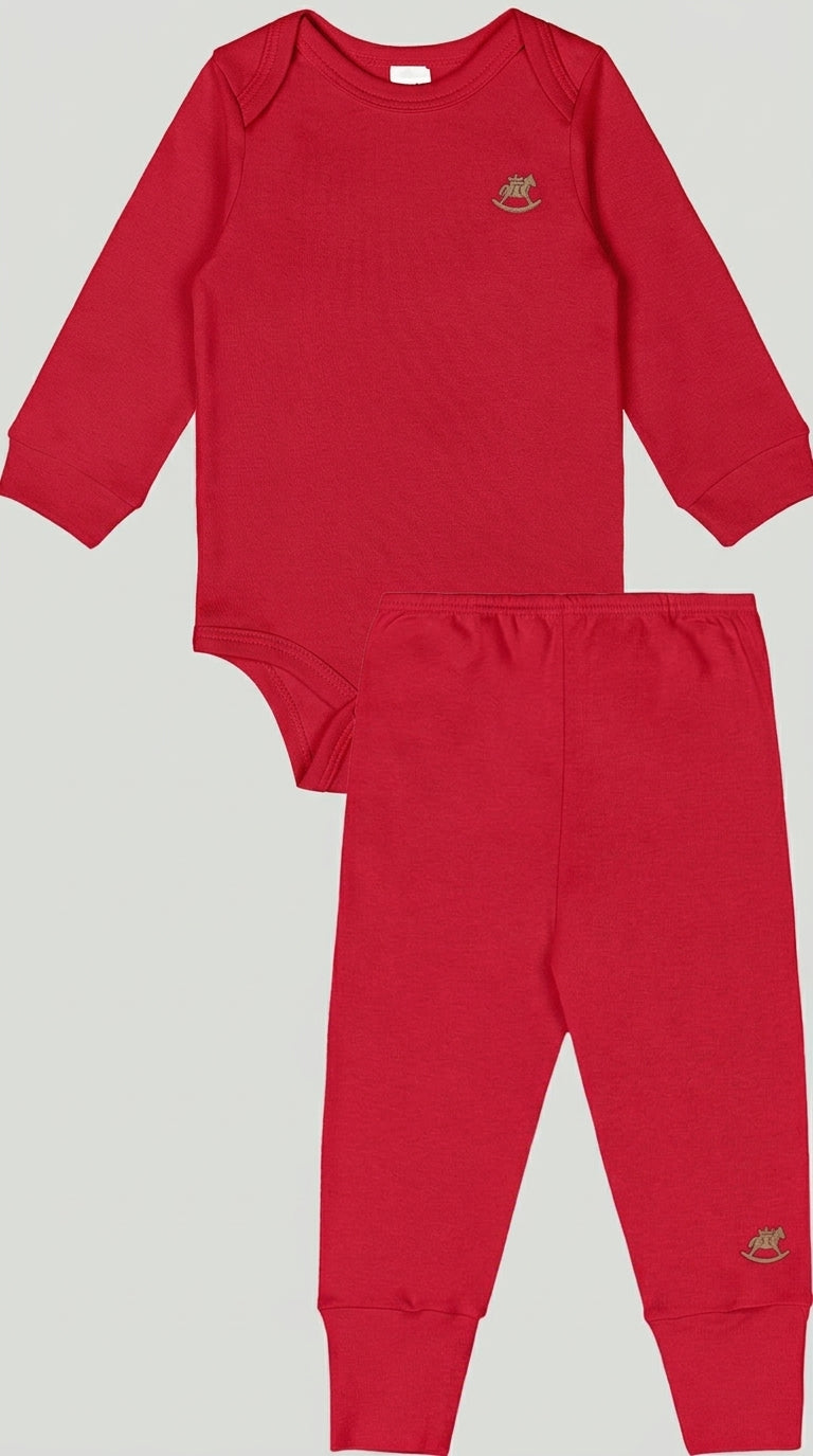 Set conjunto 2 piezas mameluco pantalon rojo bebe niño niña Up Baby 46271-191763 46272-191763