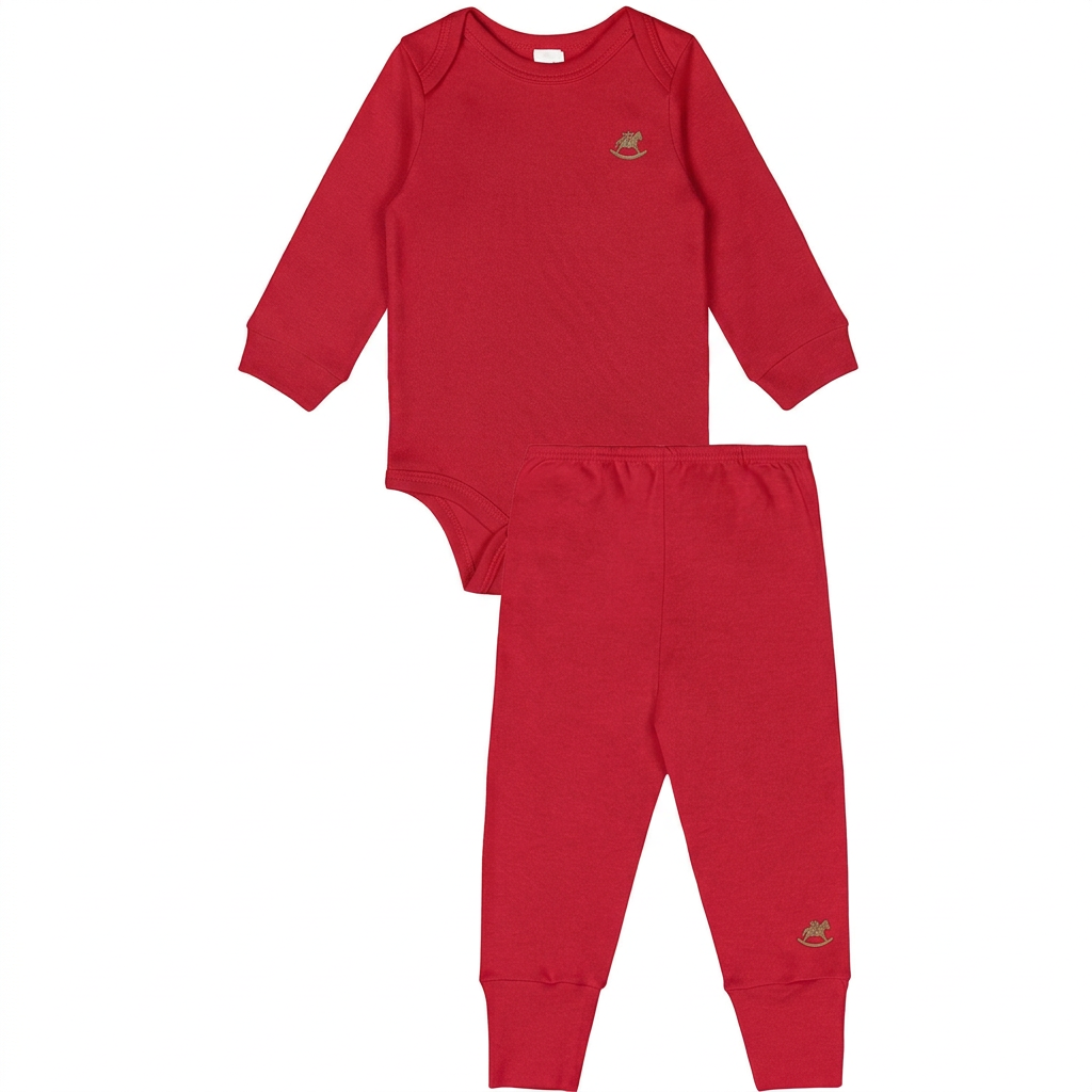 Set conjunto 2 piezas mameluco pantalon rojo bebe niño niña Up Baby 46271-191763 46272-191763