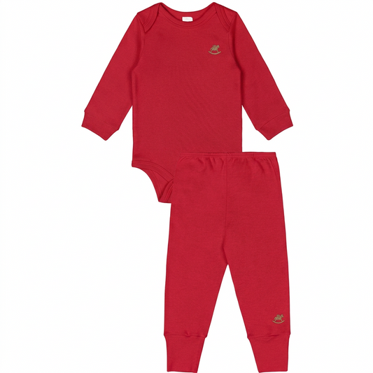 Set conjunto 2 piezas mameluco pantalon rojo bebe niño niña Up Baby 46271-191763 46272-191763