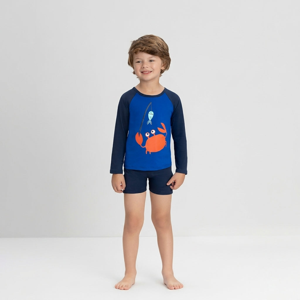 Set conjunto 2 piezas traje de baño camisa azul short azul cangrejo Up Baby 47097-193921