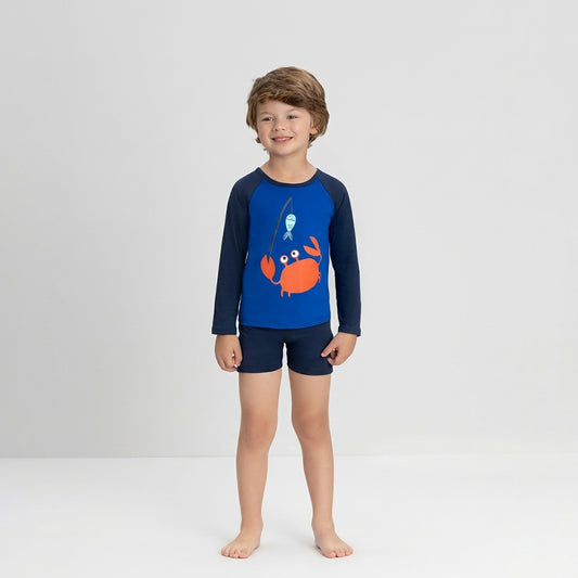 Set conjunto 2 piezas traje de baño camisa azul short azul cangrejo Up Baby 47097-193921