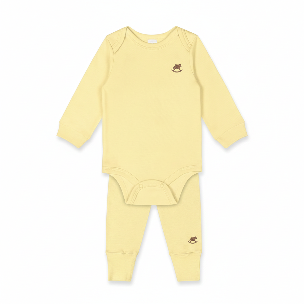 Set conjunto 2 piezas mameluco pantalon amarillo bebe niño 46271-120722 46272-120722 salida hospital