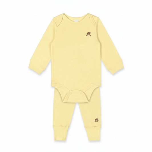 Set conjunto 2 piezas mameluco pantalon amarillo bebe niño 46271-120722 46272-120722 salida hospital