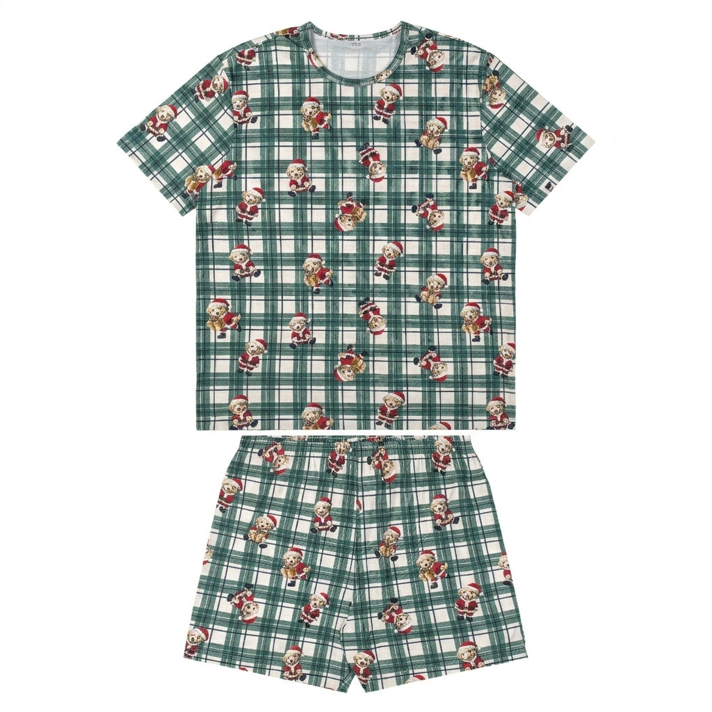 Set conjunto pijama navideña camisa short verde adulto hombre santa Quimby 35186-SB0874