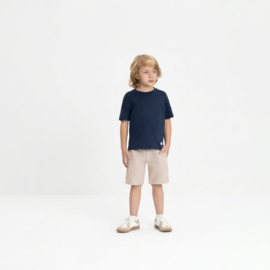 Set conjunto 2 piezas camisa azul oscuro short beige niño Up Baby 47126-193921