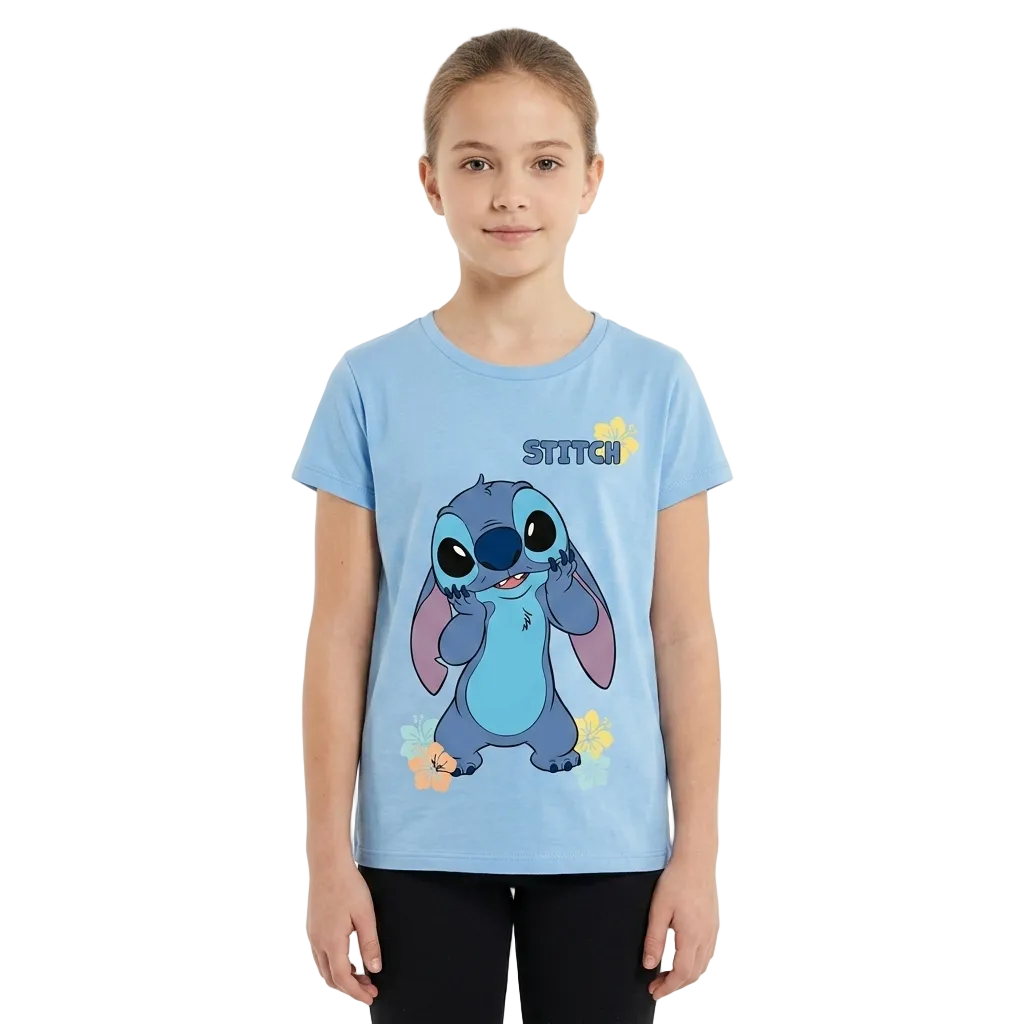 Camisa stitch azul cielo niña juvenil B1-STI-T045T 490390