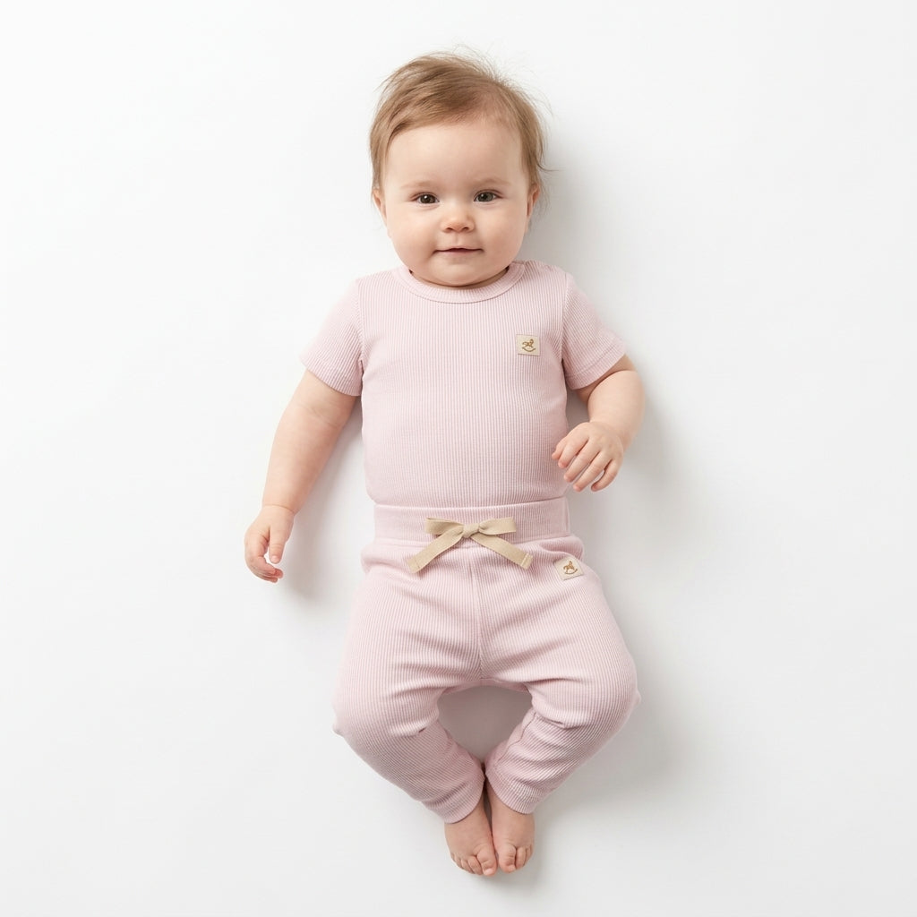 Set conjunto 2 piezas mameluco pantalón rosado bebe niña Up Baby 47131-112511 salida hospital