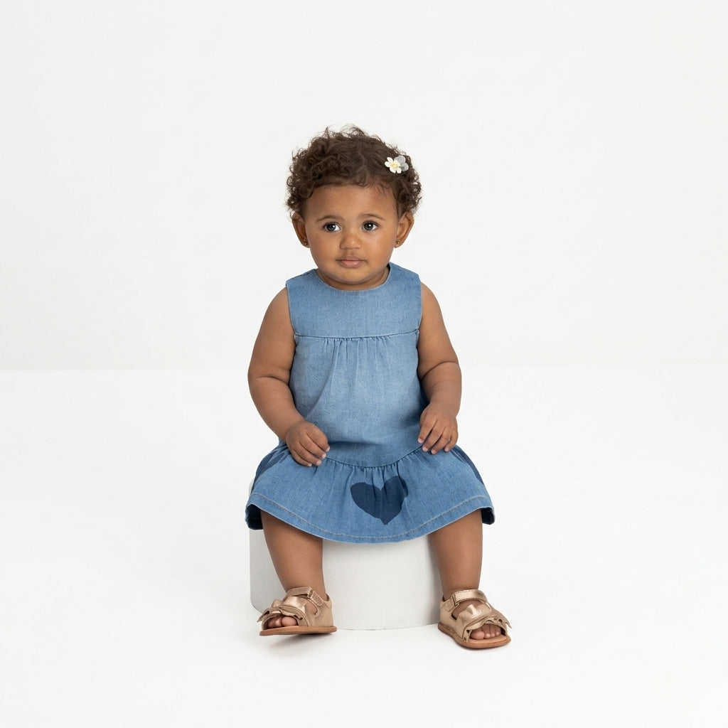 Vestido jeans corazones bebe niña Up Baby 46973-184025