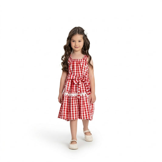 Vestido cusdros rojo chongo niña Up Baby 46874-191763