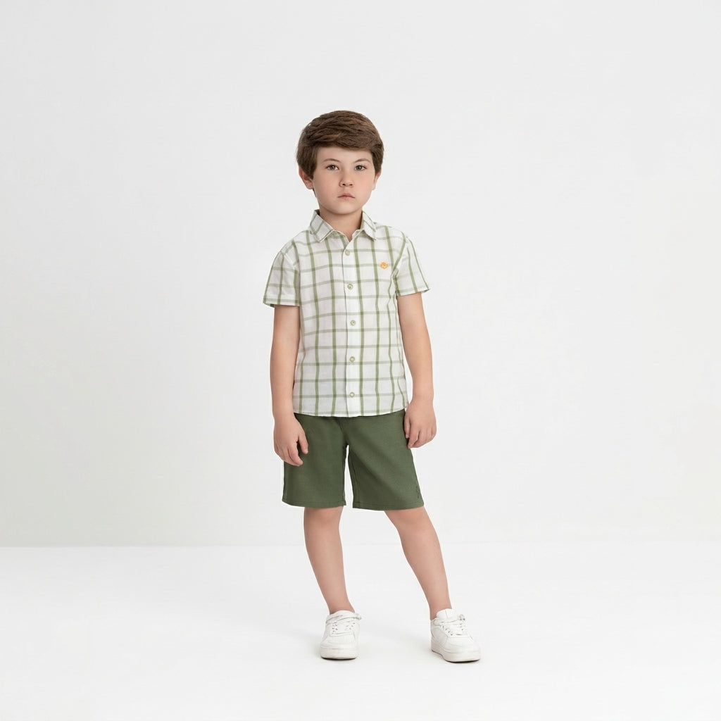 Set conjunto camisa rayas blanca short verde niño up baby 46914-190315
