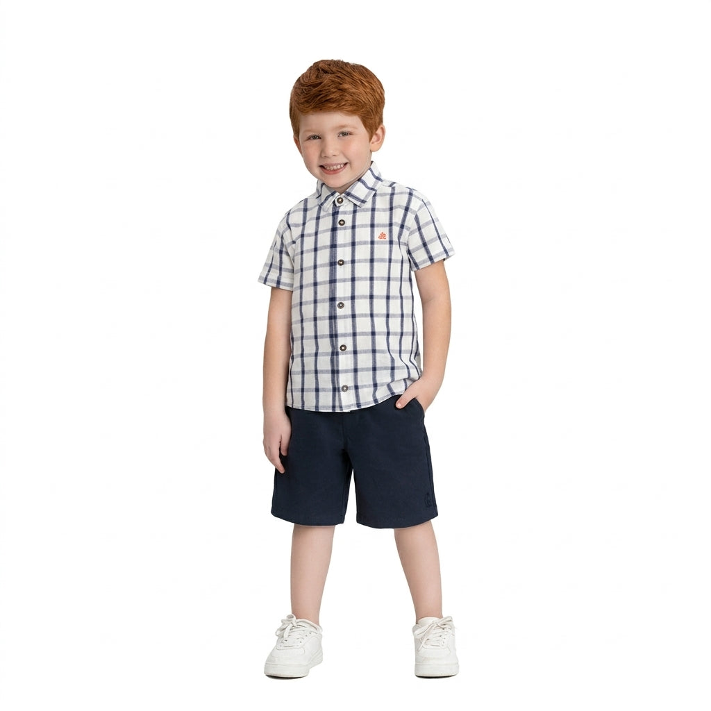 Set conjunto camisa rayas blanca azul short niño up baby 46914-193921