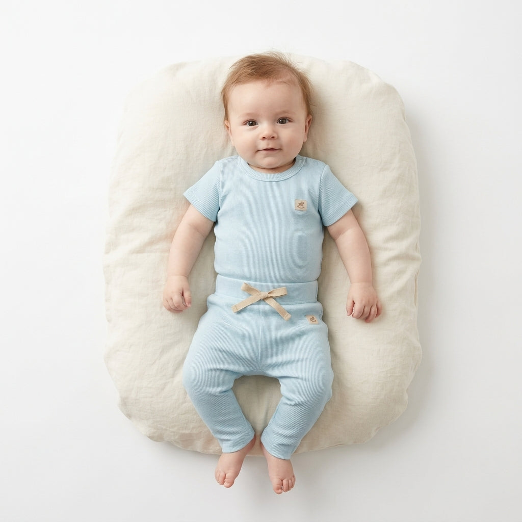 Set conjunto 2 piezas mameluco pantalon beige bebe niña Up Baby 47131-124202 salida hospital
