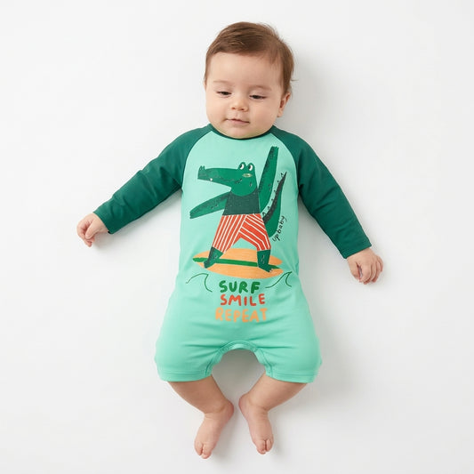 Traje de baño Mameluco verde acqua dinosaurio bebe niño Up Baby 47104-135714