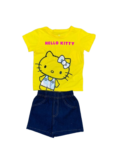 Set 2 piezas niña camisa amarilla Hello Kitty