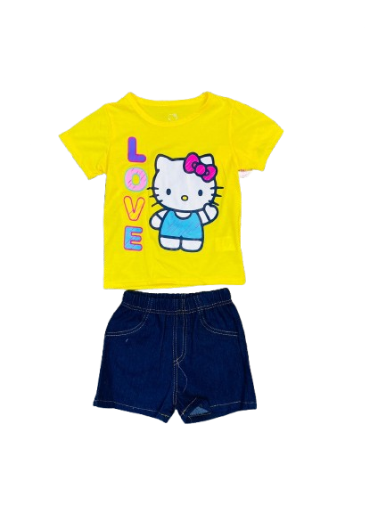 Set 2 piezas niña camisa amarilla Hello Kitty H9HK103D