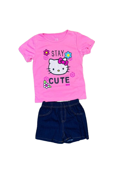 Set 2 piezas niña camisa rosada Hello Kitty H9HK104D