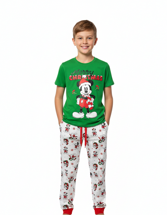 Pijama verde navideña Mickey Disney B3ADT108T niño niña