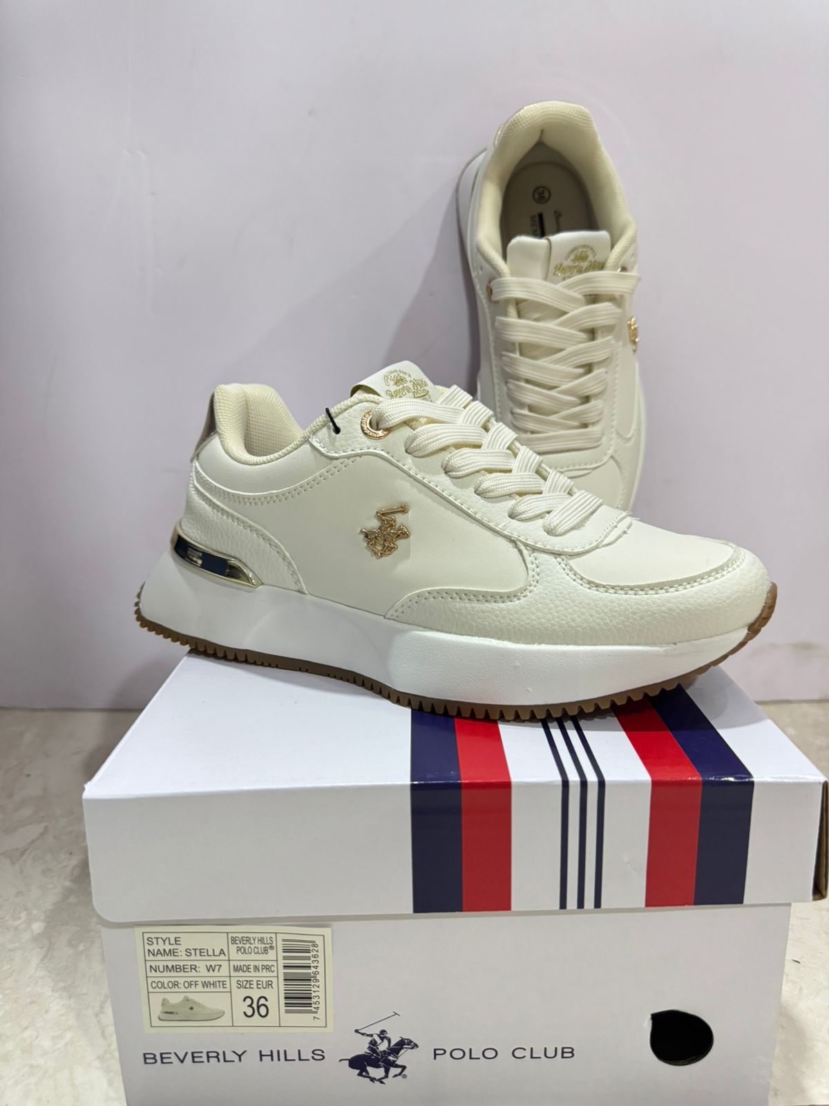 Tenis Polo Club dama mujer blanco dorado STELLA-OFW-W7-A 189014901290