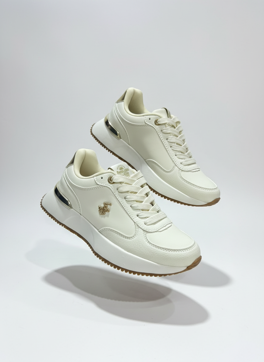 Tenis Polo Club dama mujer blanco dorado STELLA-OFW-W7-A 189014901290