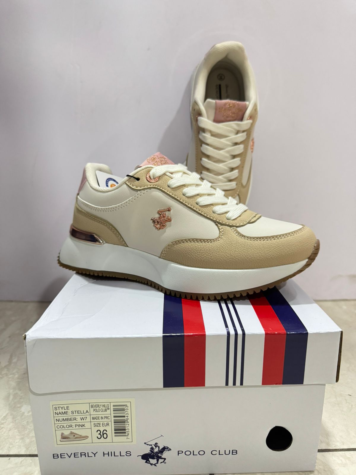 Tenis Polo Club dama mujer rosado dorado STELLA-PK-W7-A 189014901290