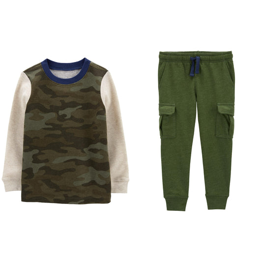 Set carters niño camisa verde pantalón jogger verde