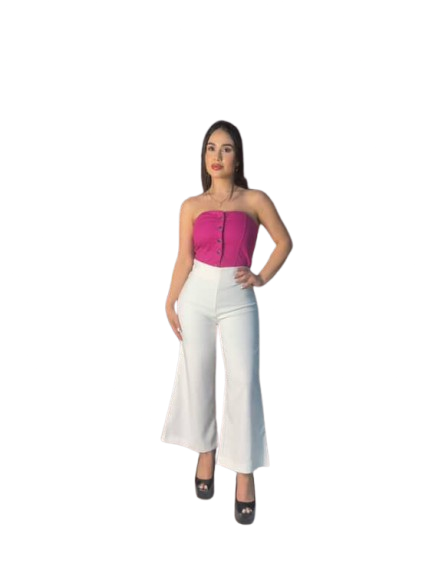 Pantalon formal dama Palazo flare pantaloneta blanco IN3-2326 590490