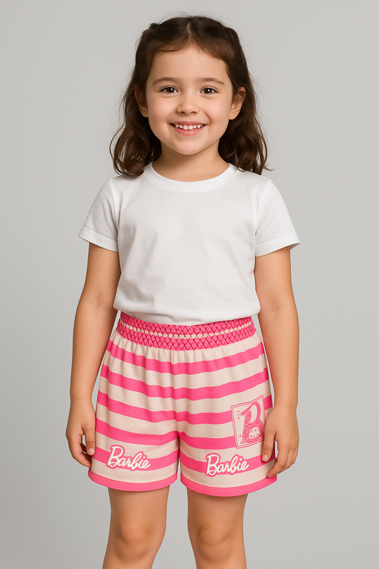 Short blanco rosado niña Barbie Disney BA-90059