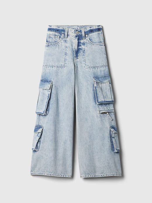 Pantalón cargo Jeans azul claro Niña Gap