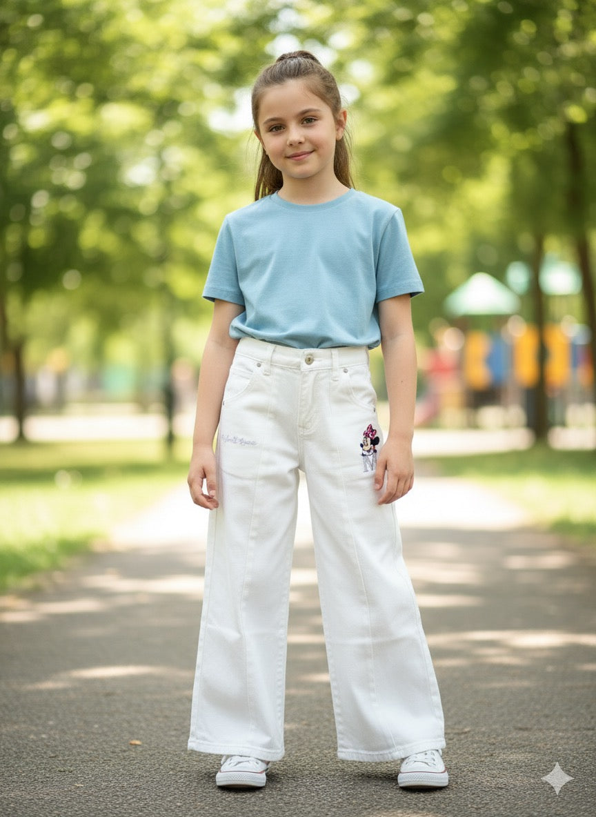Pantalon jeans blanco niña Minnie Disney MM-2519