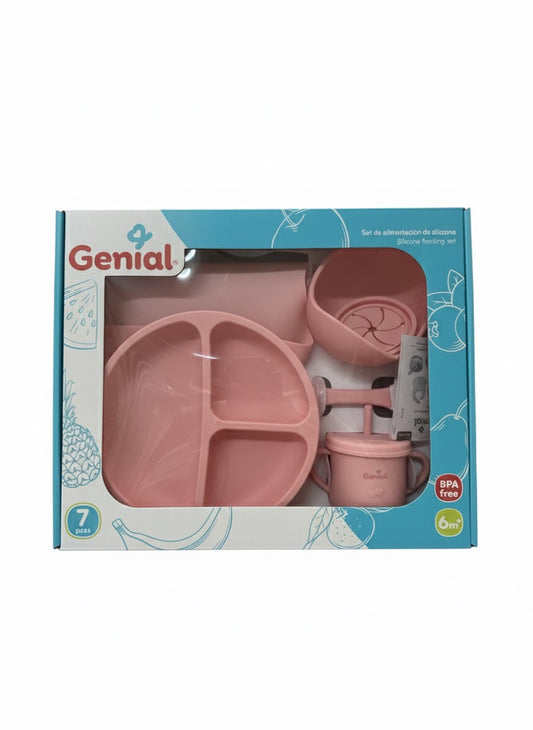 Set de alimentación rosado bebe niña Genial GN-SS8