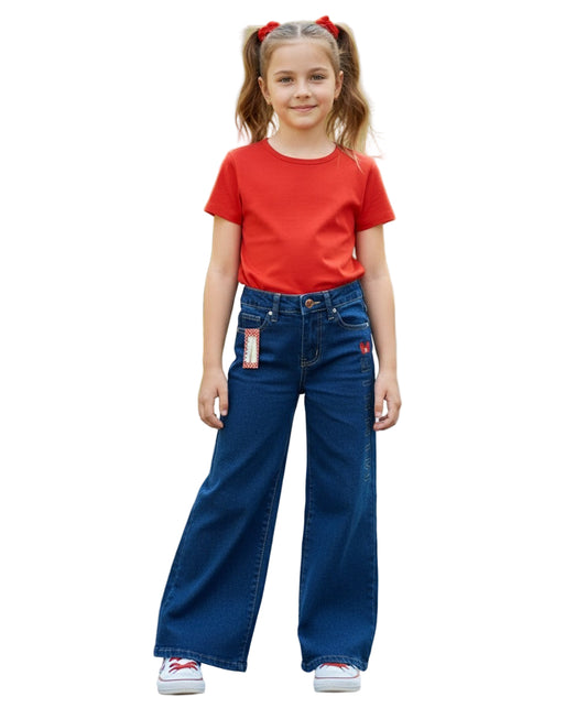 Pantalon jeans azul oscuro acampanado niña Minnie Disney MM-2524