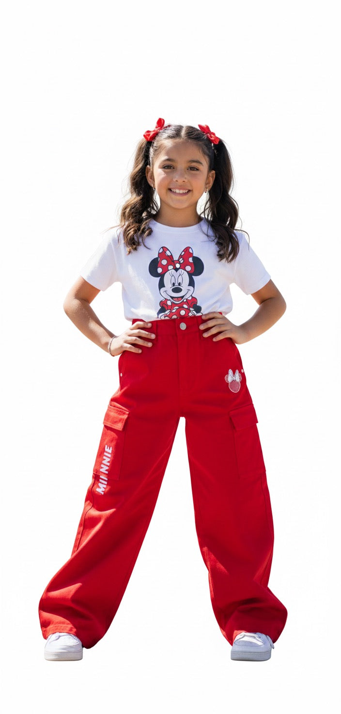 Pantalon jeans rojo niña Minnie MM-2517