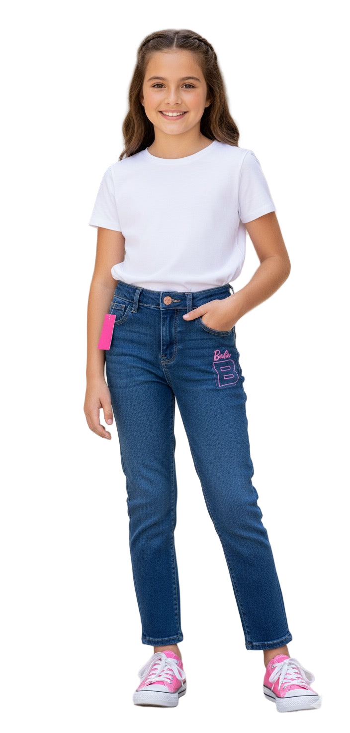Pantalon jeans azul oscuro niña Barbie BA-89981