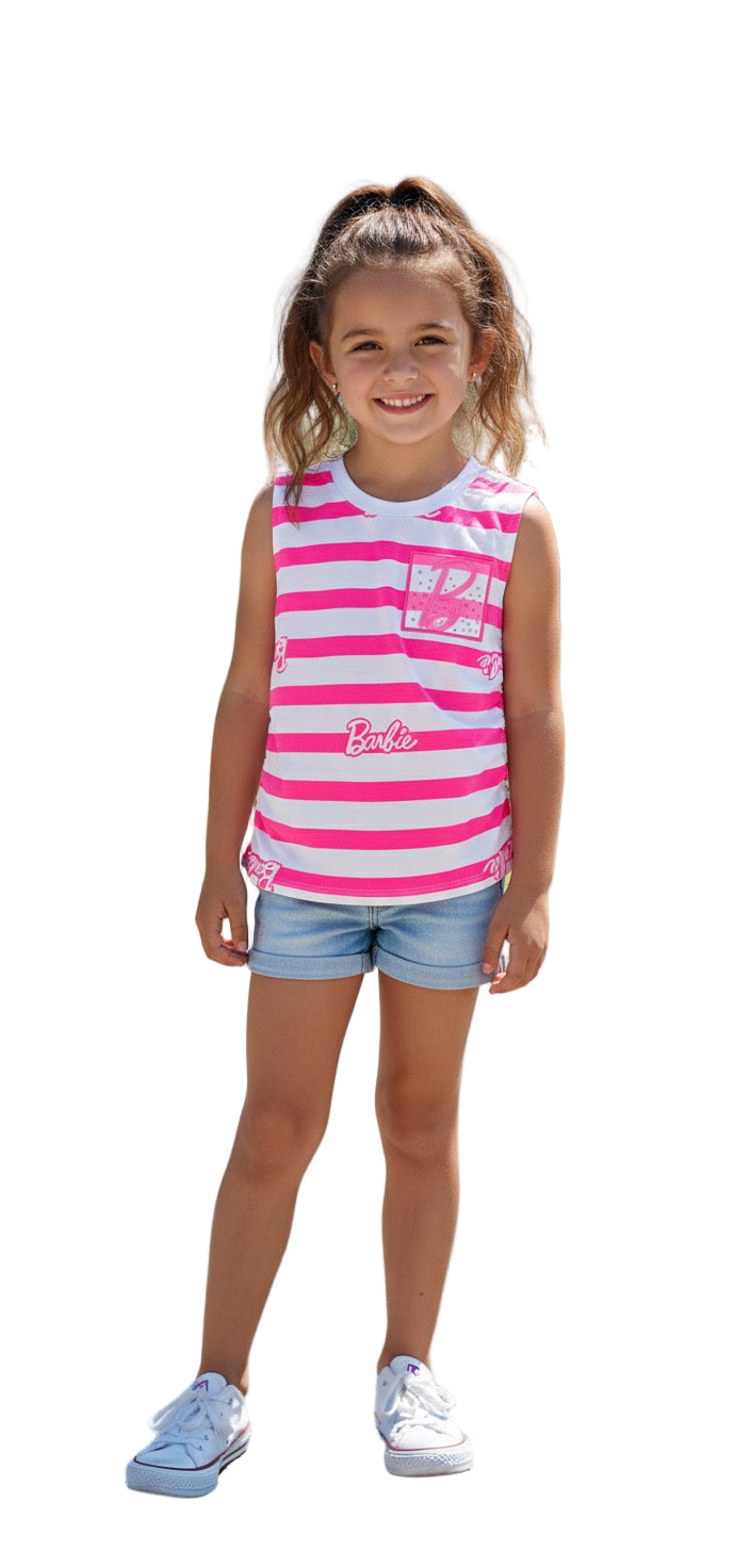 Camisa blanca rosada niña Barbie Disney BA-90055