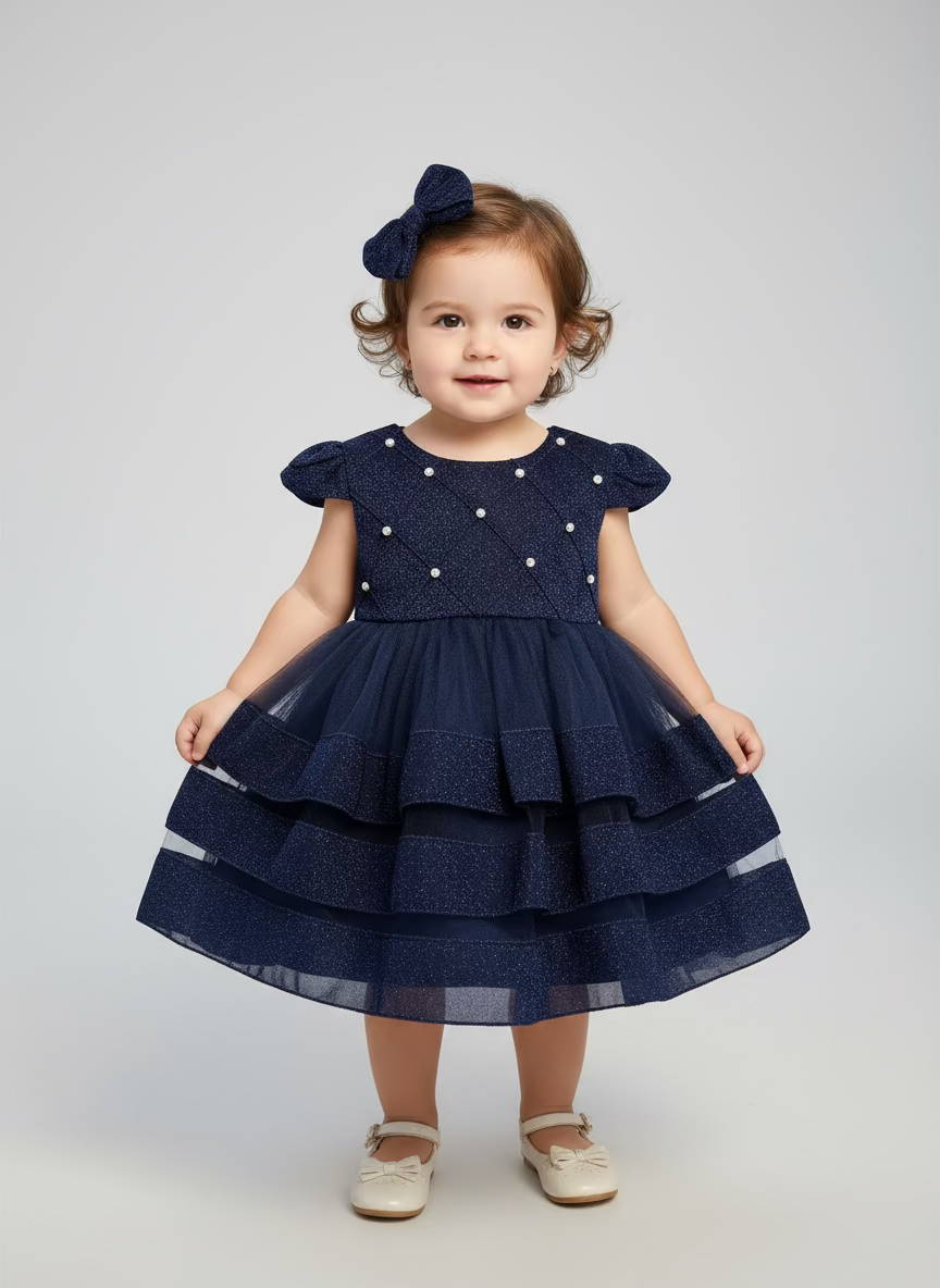 Vestido azul oscuro bebe niña gala eventos 86601
