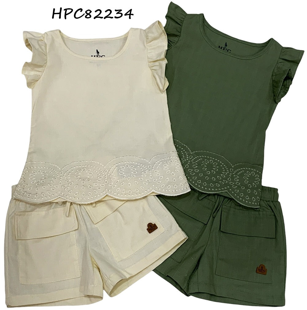 Set conjunto short camisa niña verde HPC82234