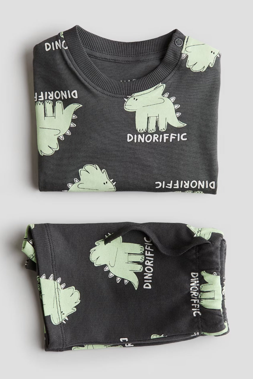 Set conjunto 2 piezas negro dinosaurio H&M 1289605