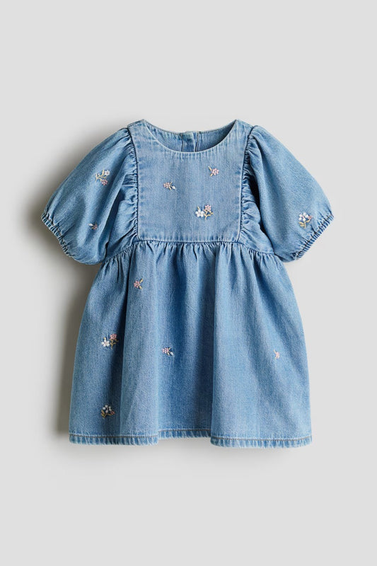 Vestido jeans niña flores H&M adorables